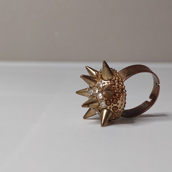 Very Cool Metal Spike And Rhinestone Ring Size 7.5 - Picture 7 of 13